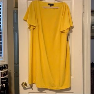 Yellow and red capelet flutter sleeve dresses